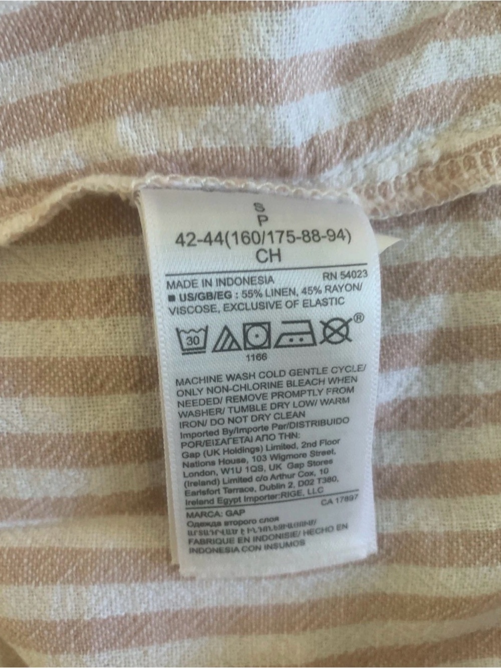 Gap Maxi Dress Size S Smocked Bodice Pink Stripe Linen Top Ties - Picture 5 of 14